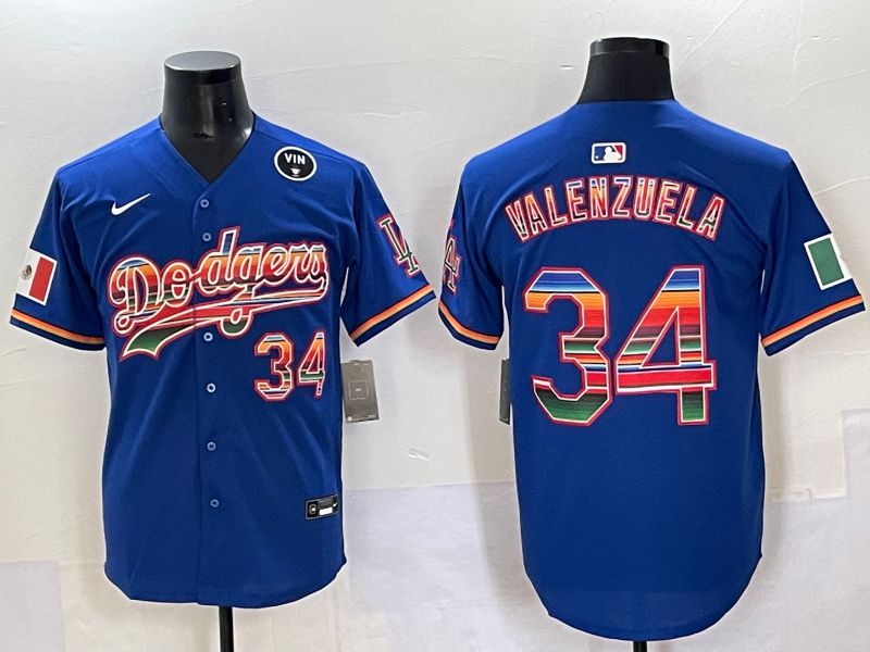 Men 2025 Los Angeles Dodgers #34 Valenzuela Blue Nike MLB Jersey style 6273->los angeles dodgers->MLB Jersey